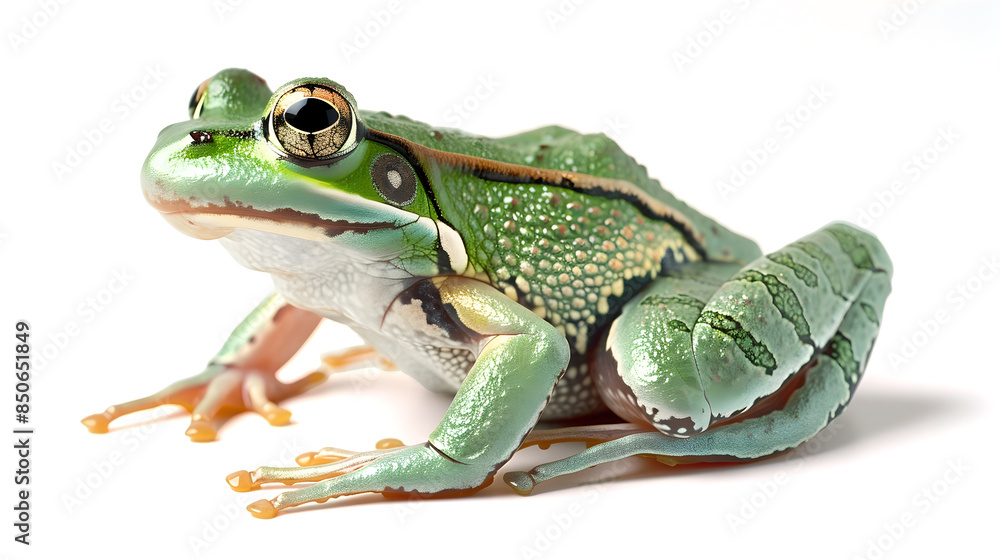 Fototapeta premium Jumping Frog on Bright White Studio Background