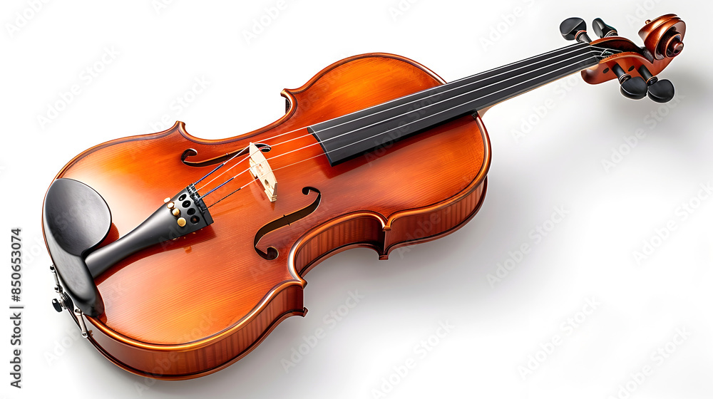Fototapeta premium Magnificent Violin Captured in Stunning White Studio Backdrop with Precise Clarity and Captivating Luminance
