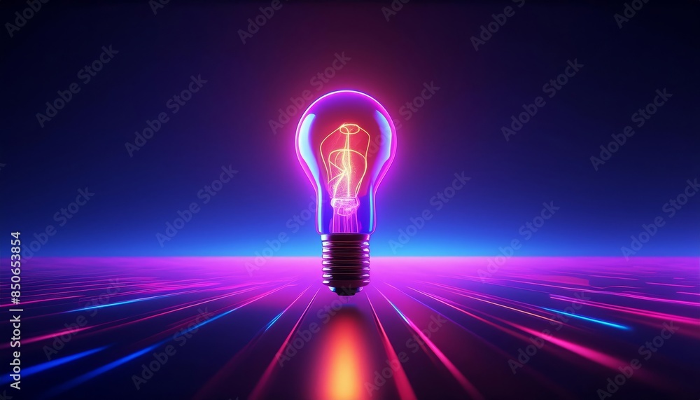 light bulb lit in blue sky as bright idea business idea surreal image , generated by AI light bulb lit in blue sky as bright idea business idea surreal image , generated by AI