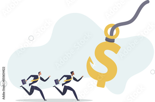 Financial fraud, illegal investment scam or ponzi scheme stealing money from greedy people concept.flat llustration.