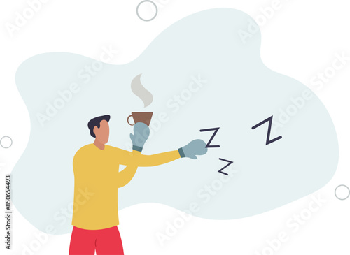 Procrastination and laziness, productivity and professional to fight with resistance and sleepy concept.flat illustration.