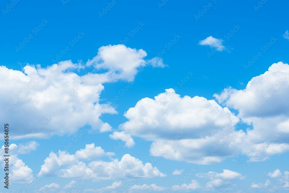 Beautiful Blue Sky with Scattered White Clouds in a Peaceful Setting. Generative AI Beautiful Blue Sky with Scattered White Clouds in a Peaceful Setting. Generative AI