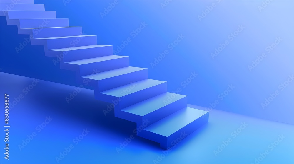 Abstract Staircase Leading Upward in Gradient Blue Digital Architectural Background Abstract Staircase Leading Upward in Gradient Blue Digital Architectural Background