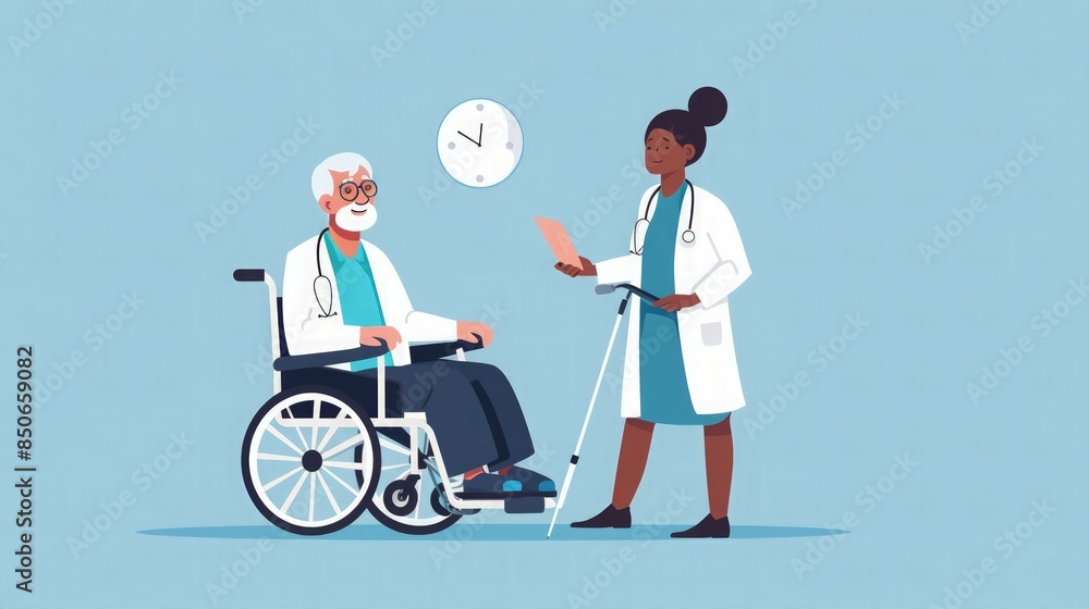 Doctor Examining Senior Patient in Wheelchair Doctor Examining Senior Patient in Wheelchair