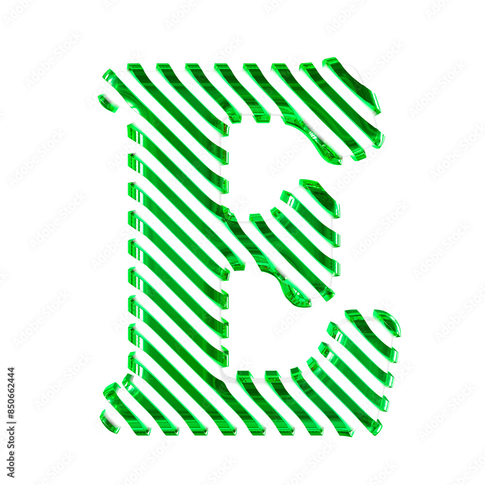 White symbol with green diagonal ultra thin straps. letter e White symbol with green diagonal ultra thin straps. letter e