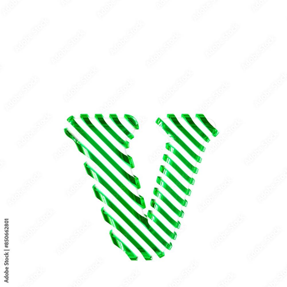 White symbol with green diagonal ultra thin straps. letter v White symbol with green diagonal ultra thin straps. letter v