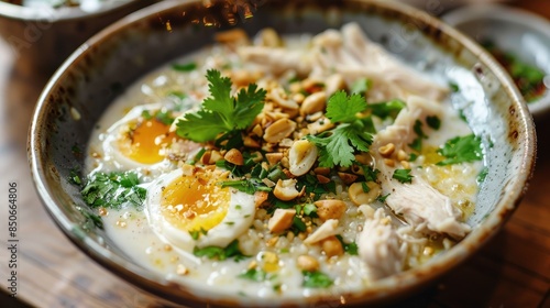 Hearty Breakfast Chicken Soto with Chicken Peanuts and Parsley