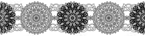 Line of mandala, abstract pattern Seamless black mandala lines