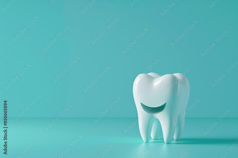 3d illustration of a smiling tooth character against a calming blue backdrop 3d illustration of a smiling tooth character against a calming blue backdrop