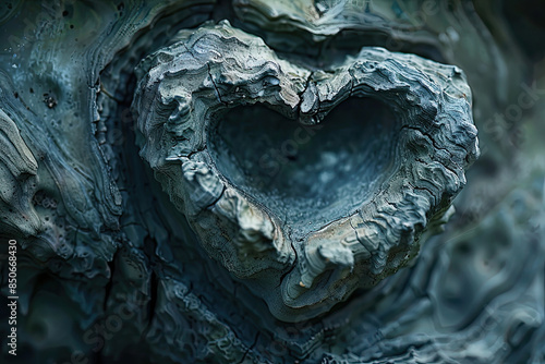 Heart carved in a tree trunk. photo