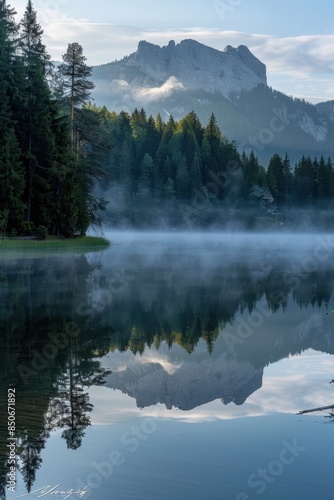 Serene Mountain Lake at Dawn Captured with Nikon Z7 and 14-30mm f/4 S Lens in Fibonacci Harmony