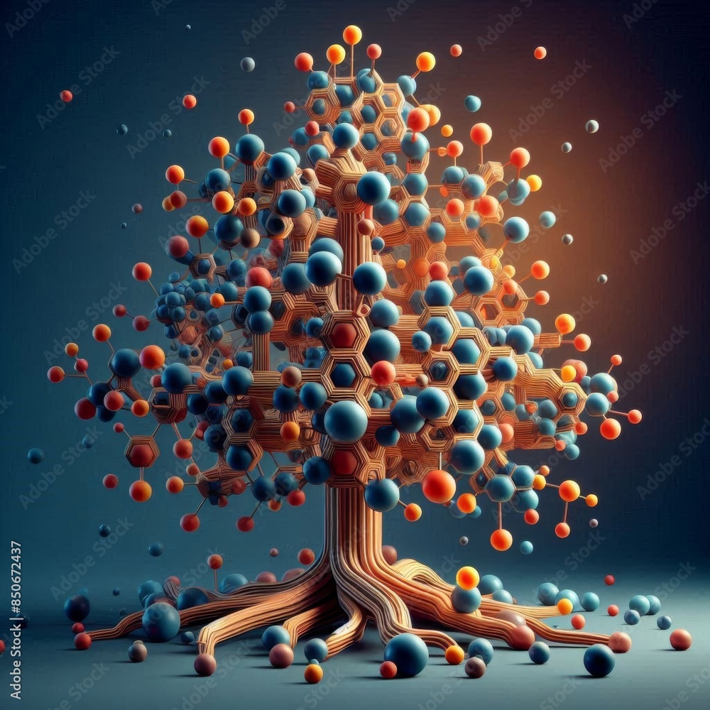 Naklejka premium a visually striking 3D render of the Willow Bark Extract molecule