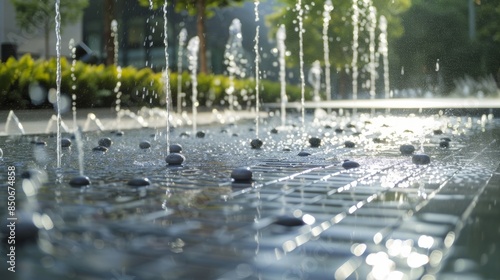 An interactive fountain that sprays water in rhythm with the changing levels of solar energy collected throughout the day.
