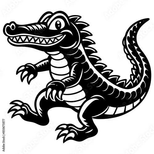 a-black-and-white-crocodile-animal-running-looking © VarotChondra