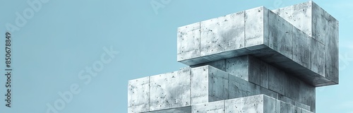 A light blue background with a stack of textured white cubes