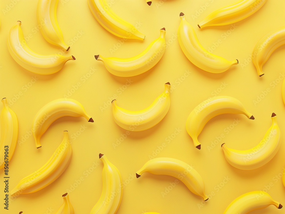 Fresh banana yellow background, fruit market Fresh banana yellow background, fruit market