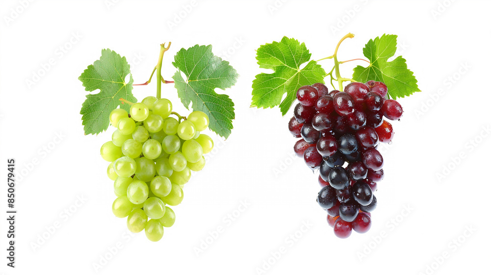 Collection set of green and red grapes isolated on white background. Collection set of green and red grapes isolated on white background.