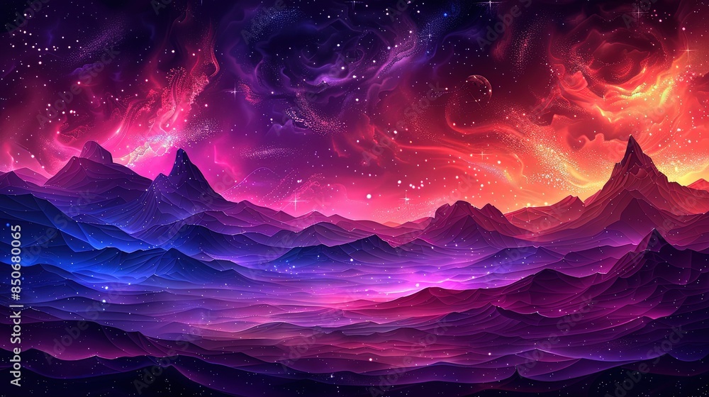 Vibrant Dreamscape with Neon Clouds in Cartoon Style. Cloudscape Background Vibrant Dreamscape with Neon Clouds in Cartoon Style. Cloudscape Background
