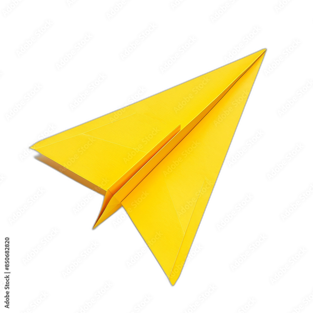 Paper airplane isolated on transparency background in yellow Paper airplane isolated on transparency background in yellow