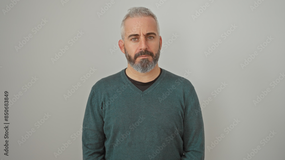 Portrait of a handsome caucasian man with beard in casual sweater isolated on white background Portrait of a handsome caucasian man with beard in casual sweater isolated on white background