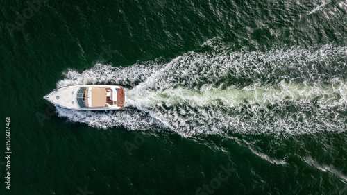 Wallpaper Mural Luxury motor boat. Speed motor boat, yacht. Aerial view Torontodigital.ca