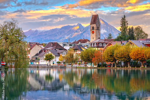 Interlaken, Switzerland on the Aare River at Dawn