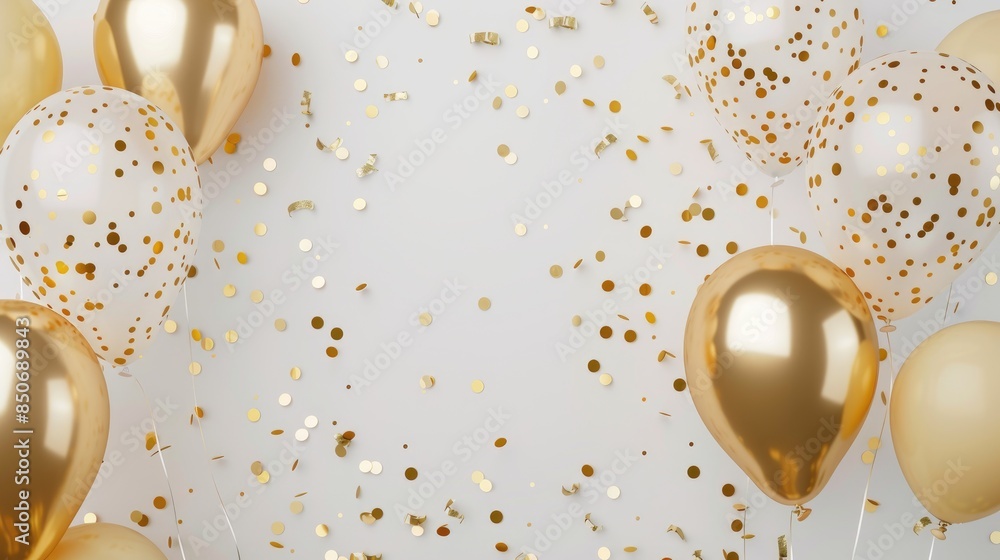 Celebration banner with gold confetti and balloons. Celebration banner with gold confetti and balloons.