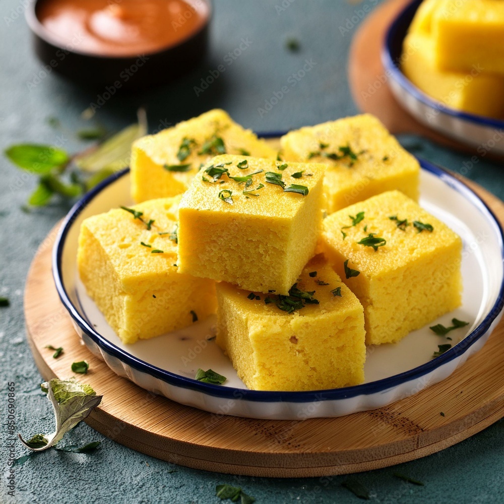 Indian traditional gujarati street food khaman dhokla Indian traditional gujarati street food khaman dhokla