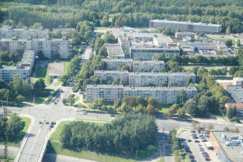 Aerial view on residential buildings from TV tower - Vilnius, Lithuania photo