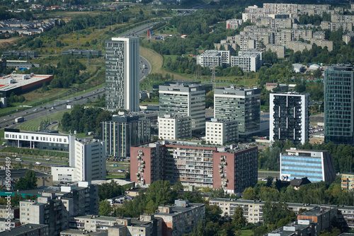 Aerial view on residential buildings from TV tower - Vilnius, Lithuania photo