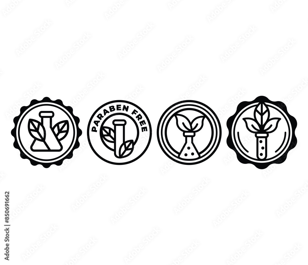 paraben free icons symbol sign vector design black white color template sets paraben free icons symbol sign vector design black white color template sets