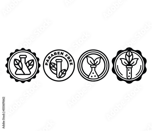 paraben free icons symbol sign vector design black white color template sets