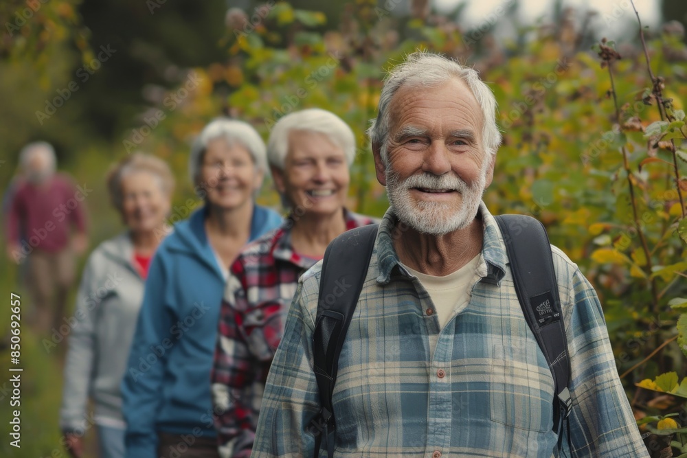 Portrait of a group of senior people in nature. Selective focus. Portrait of a group of senior people in nature. Selective focus.