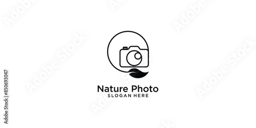 Creative nature photography logo design with unique concept , premium vector