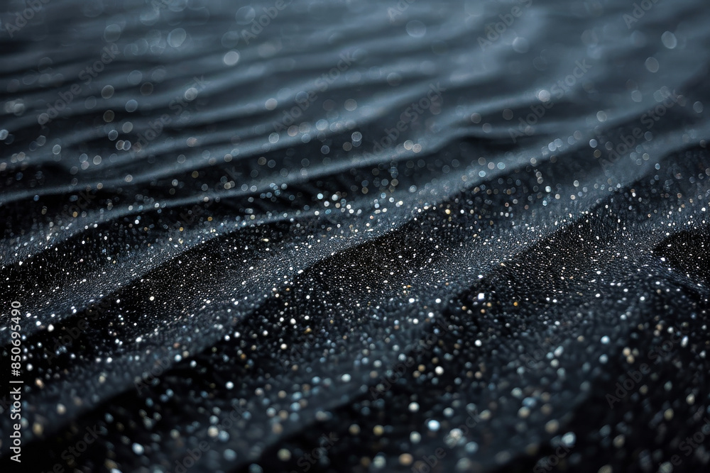 Abstract black wavy background with sparkling glitter sand texture Abstract black wavy background with sparkling glitter sand texture