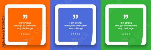 3D bubble testimonial banner, quote, infographic. Social media post template designs for quotes. Empty speech bubbles, quote bubbles and text box. Vector Illustration EPS10.