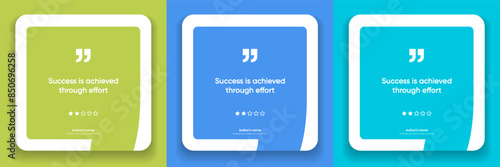 3D bubble testimonial banner, quote, infographic. Social media post template designs for quotes. Empty speech bubbles, quote bubbles and text box. Vector Illustration EPS10.