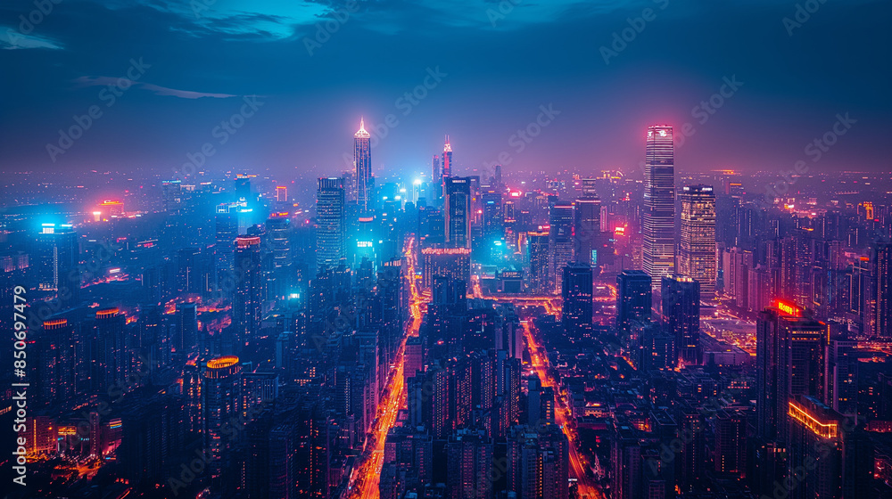 Fototapeta premium Aerial View of City Network of Beijing Skyline.