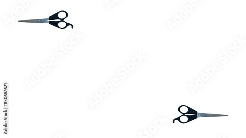 Scissors Animation In Transparan Alpha Channel. Alpha Channel, Transparent Background. 4k Resolution Loop Animation