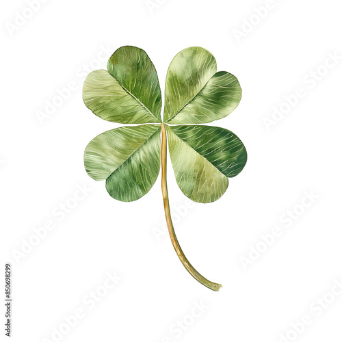 Watercolor illustration of lucky clover on white background