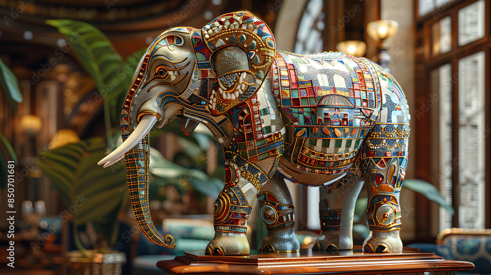 Superbe photo d'une sculpture d'animal en mozaïque de toutes les couleurs Superbe photo d'une sculpture d'animal en mozaïque de toutes les couleurs