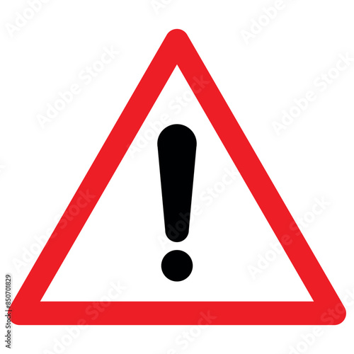 Other danger ahead sign, exclamation mark in white and red triangle symbol, isolated on white