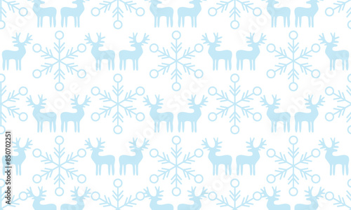Seamless winter pattern deers and snow. Design vector background. Perfect for wallpapers, pattern fills, web page backgrounds, surface textures, textile. Happy New Year, greeting card. Winter time