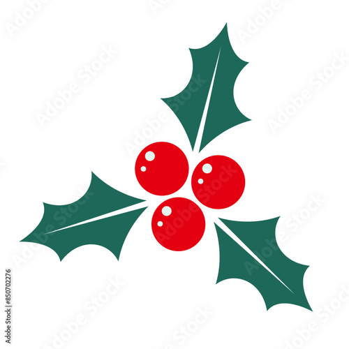 Holly berry Christmas icon. Vector illustration
