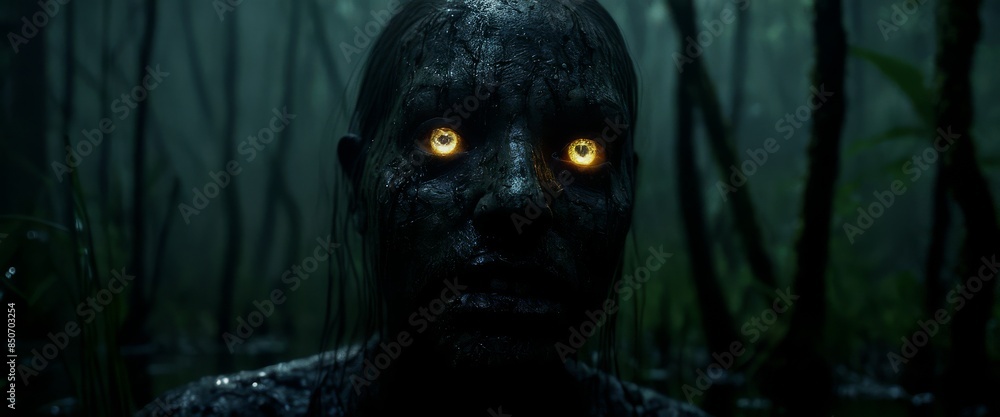 A pale decaying face emerging from beneath A pale decaying face emerging from beneath