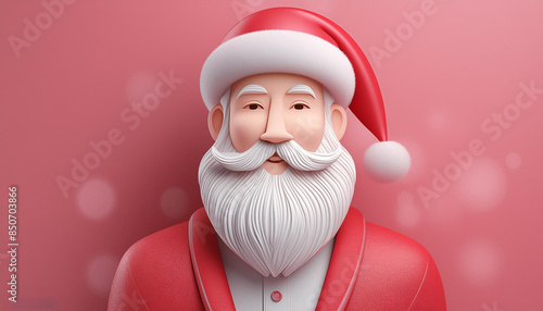 santa claus portrait with a beard and hat AI Generation marry christmas 2024 December background 3D Render