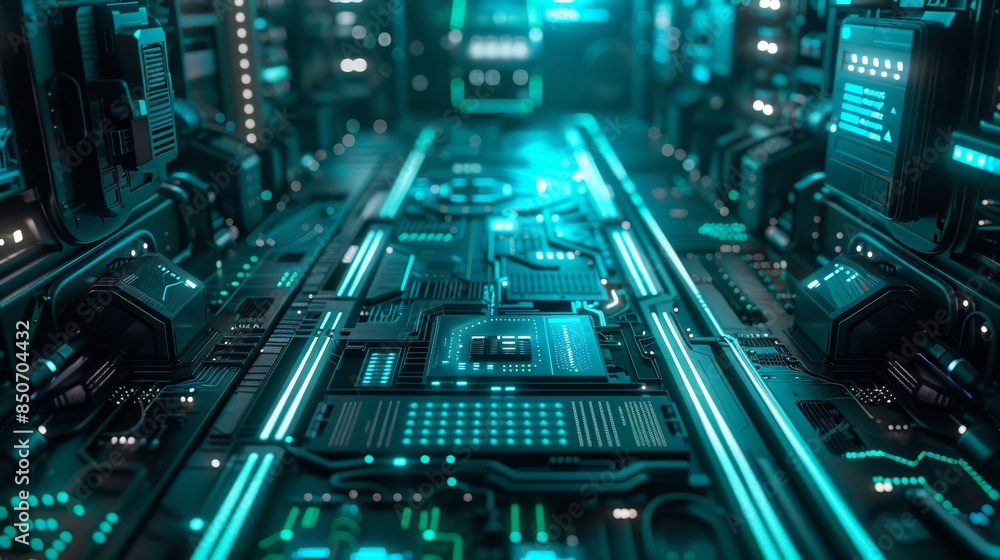 Futuristic tech setup with matte black wireframe and emerald blue-green plexus, intricate and vibrant, high-tech feel Futuristic tech setup with matte black wireframe and emerald blue-green plexus, intricate and vibrant, high-tech feel