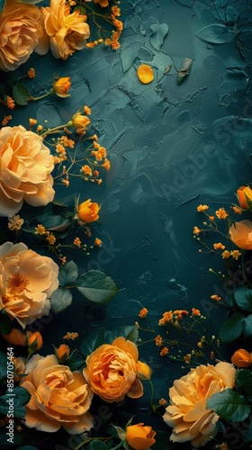 Stunning Floral Display. Vibrant Roses in Full Bloom on Dark Green Background