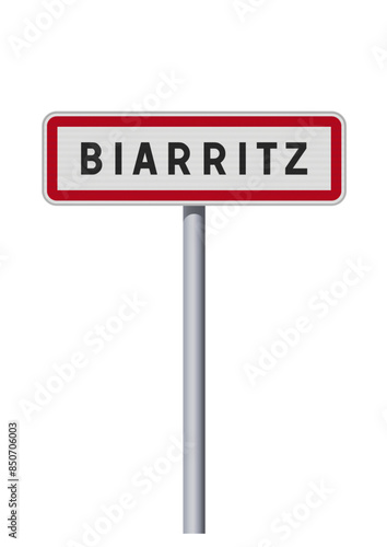Panneau d'entrée de la ville de Biarritz (Pyrénées-Atlantiques) en vectoriel