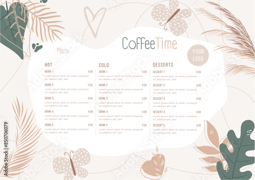 Tovaglietta Menu Coffee Time